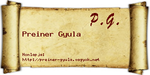 Preiner Gyula névjegykártya